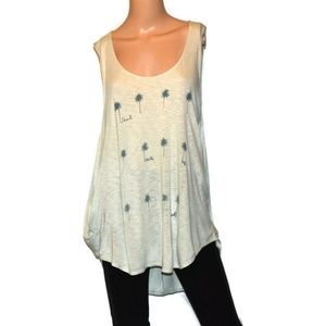 Lucky Brand graphic tank oversized high low green